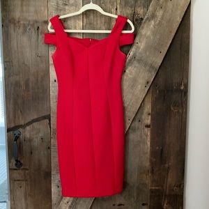 Calvin Klein Red cutout Shoulder cocktail dress